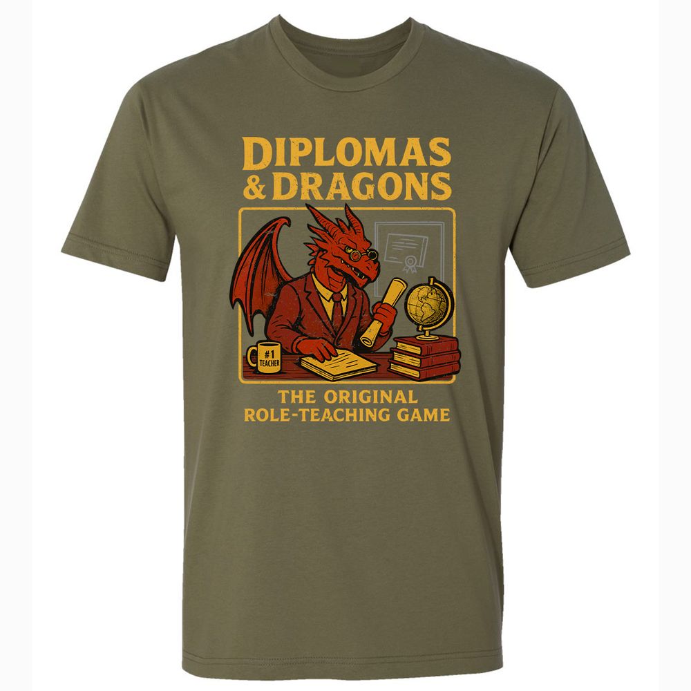 Diplomas & Dragons Premium Unisex T-Shirt - Military Green - 5