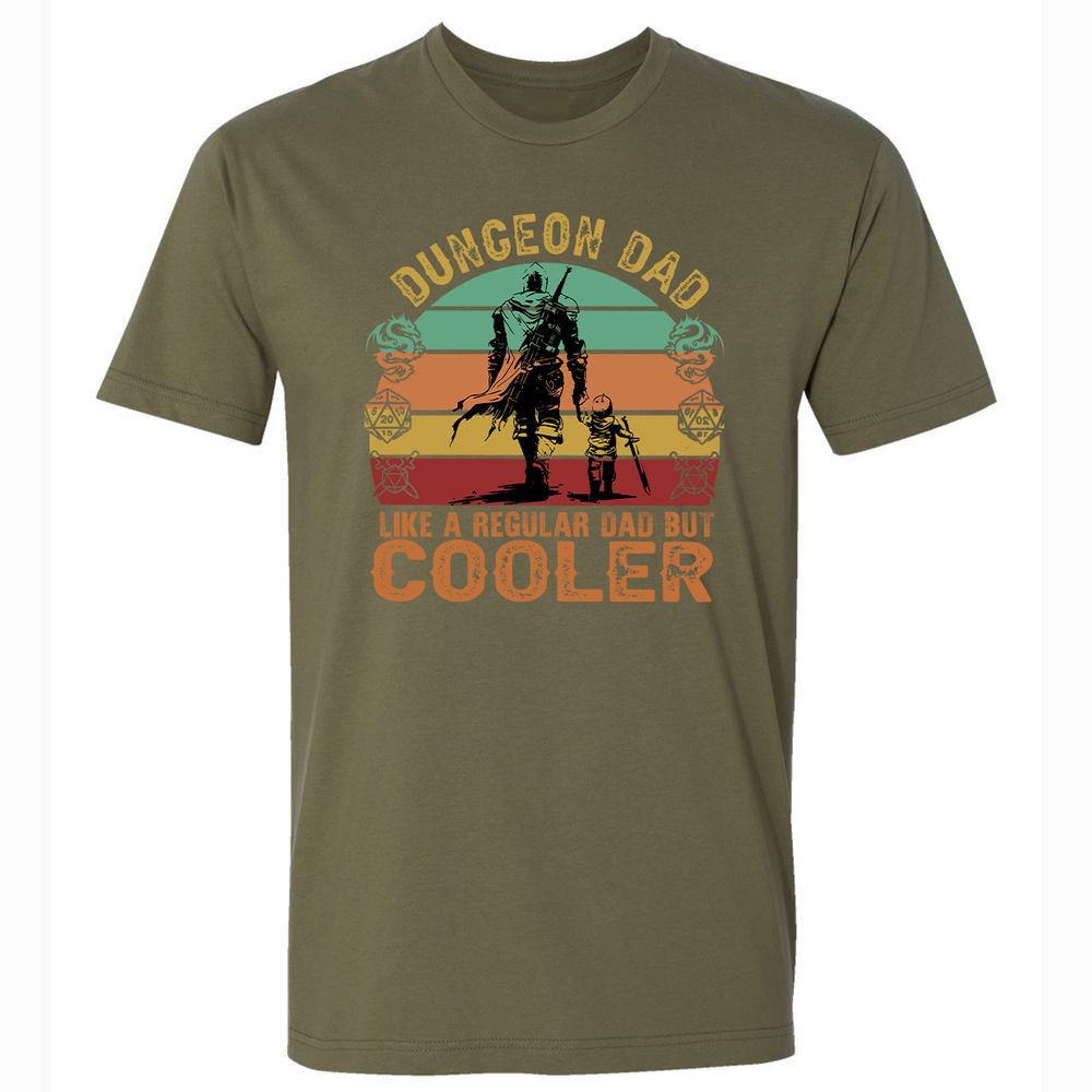 Dungeon Dad Like A Regular Dad Premium Unisex T-Shirt - Military Green - 5