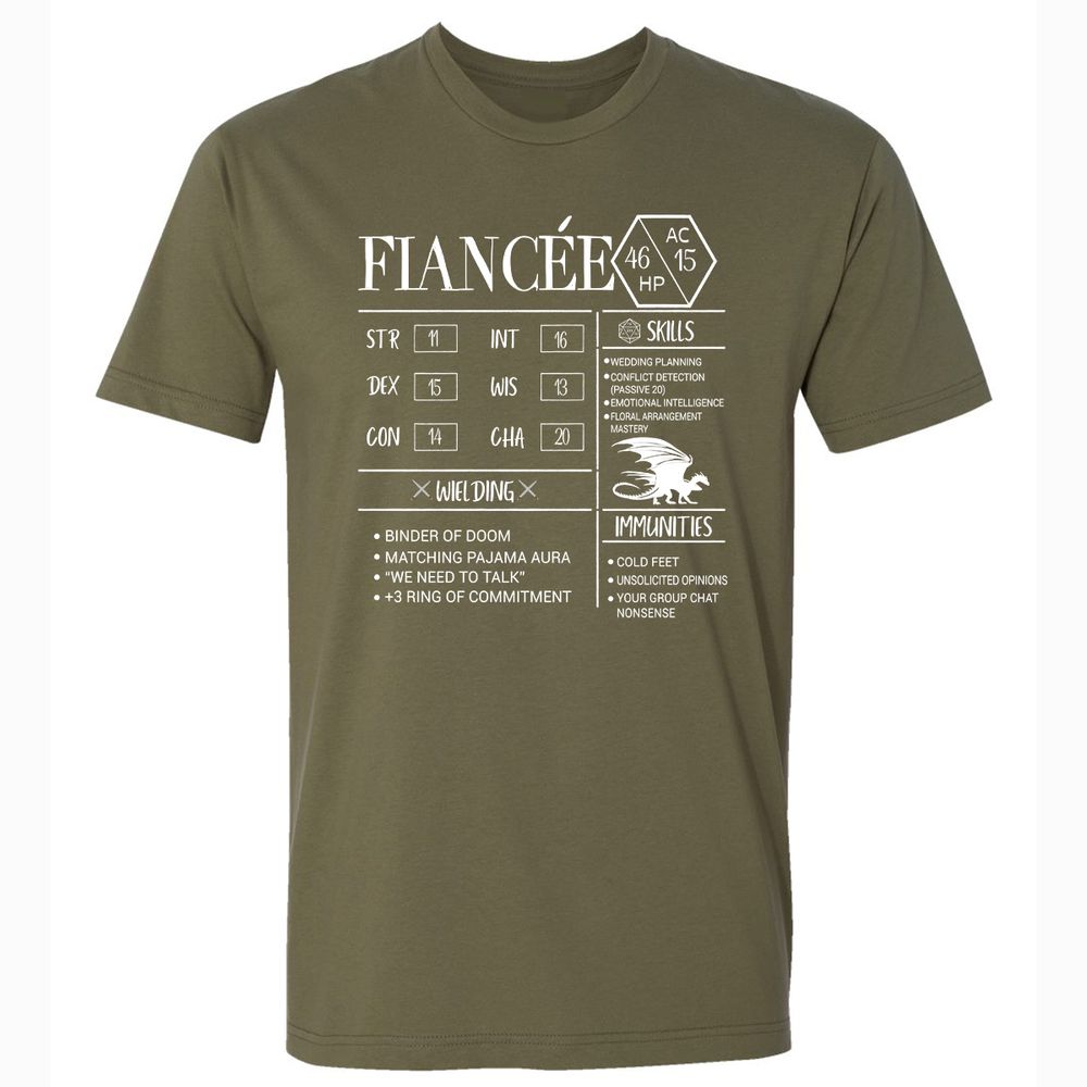 Fiancee Stats Premium Unisex T-Shirt - Military Green - 5