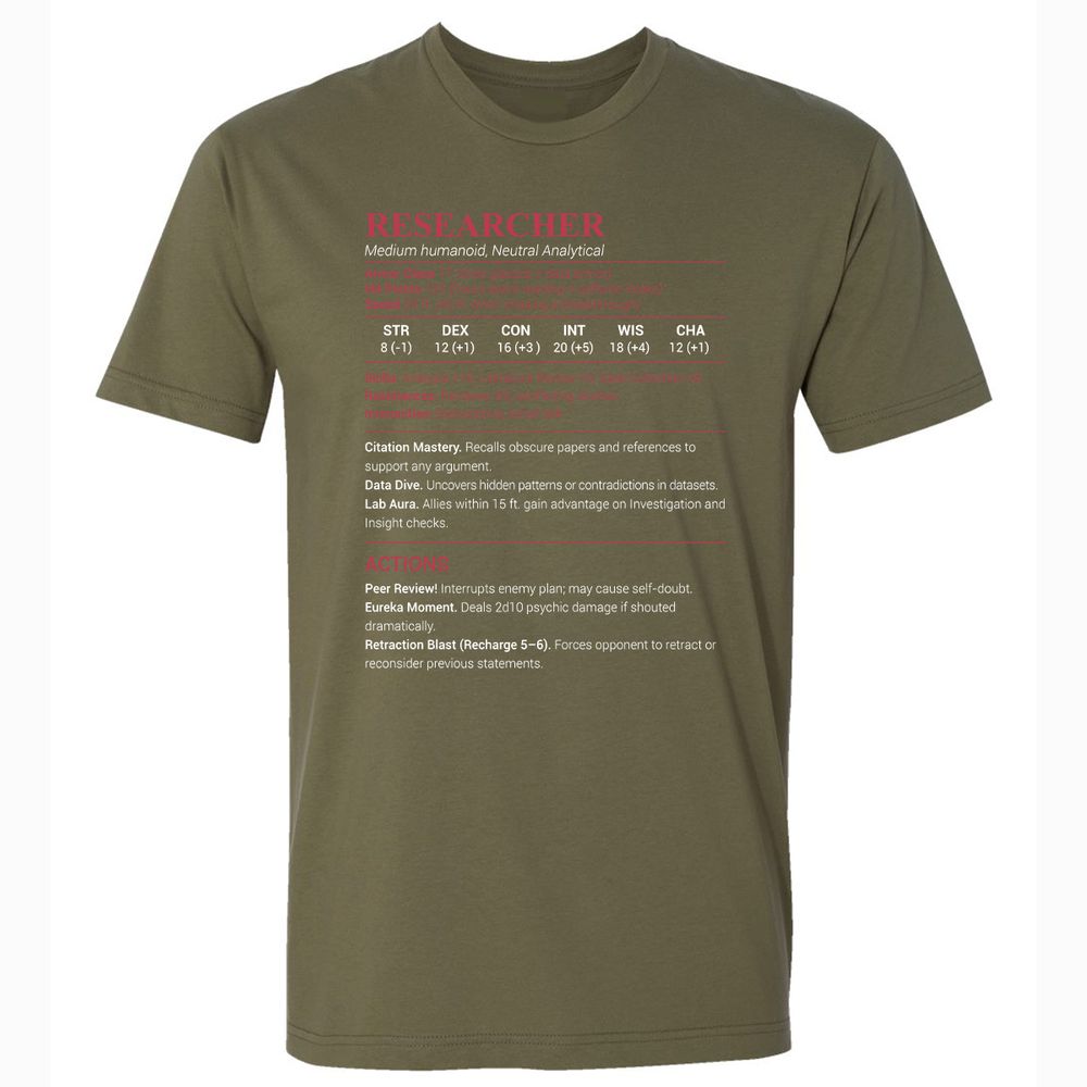 Researcher Stats Premium Unisex T-Shirt - Military Green - 5