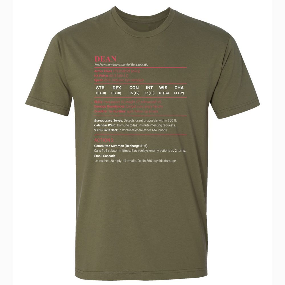 Dean Stats Premium Unisex T-Shirt - Military Green - 5