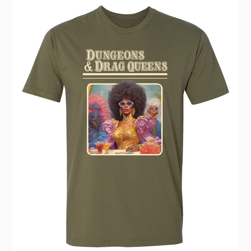 Dungeons & Drag Queens Premium Unisex T-Shirt - Military Green - 5