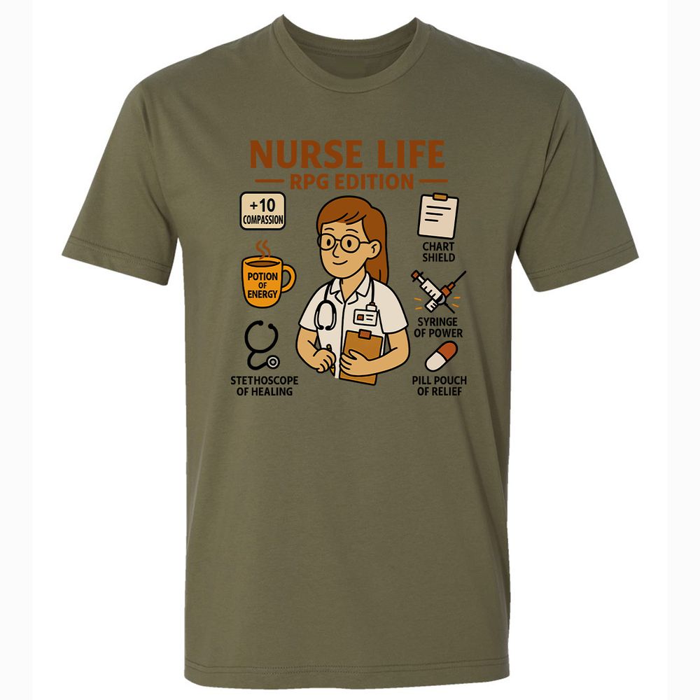Nurse Life RPG Edition Premium Unisex T-Shirt - Military Green - 5