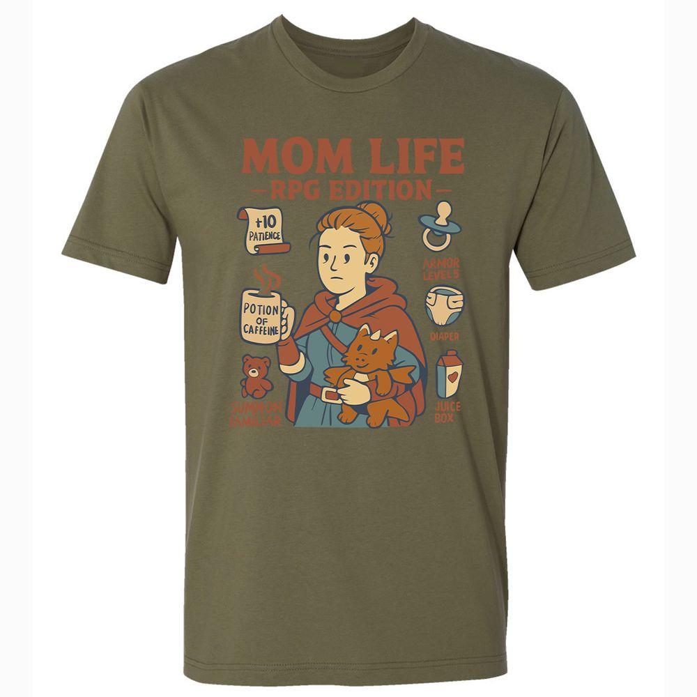 Mom Life RPG Edition Premium Unisex T-Shirt - Military Green - 5