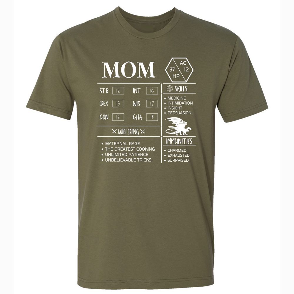 Mom Stats 2 Premium Unisex T-Shirt - Military Green - 5