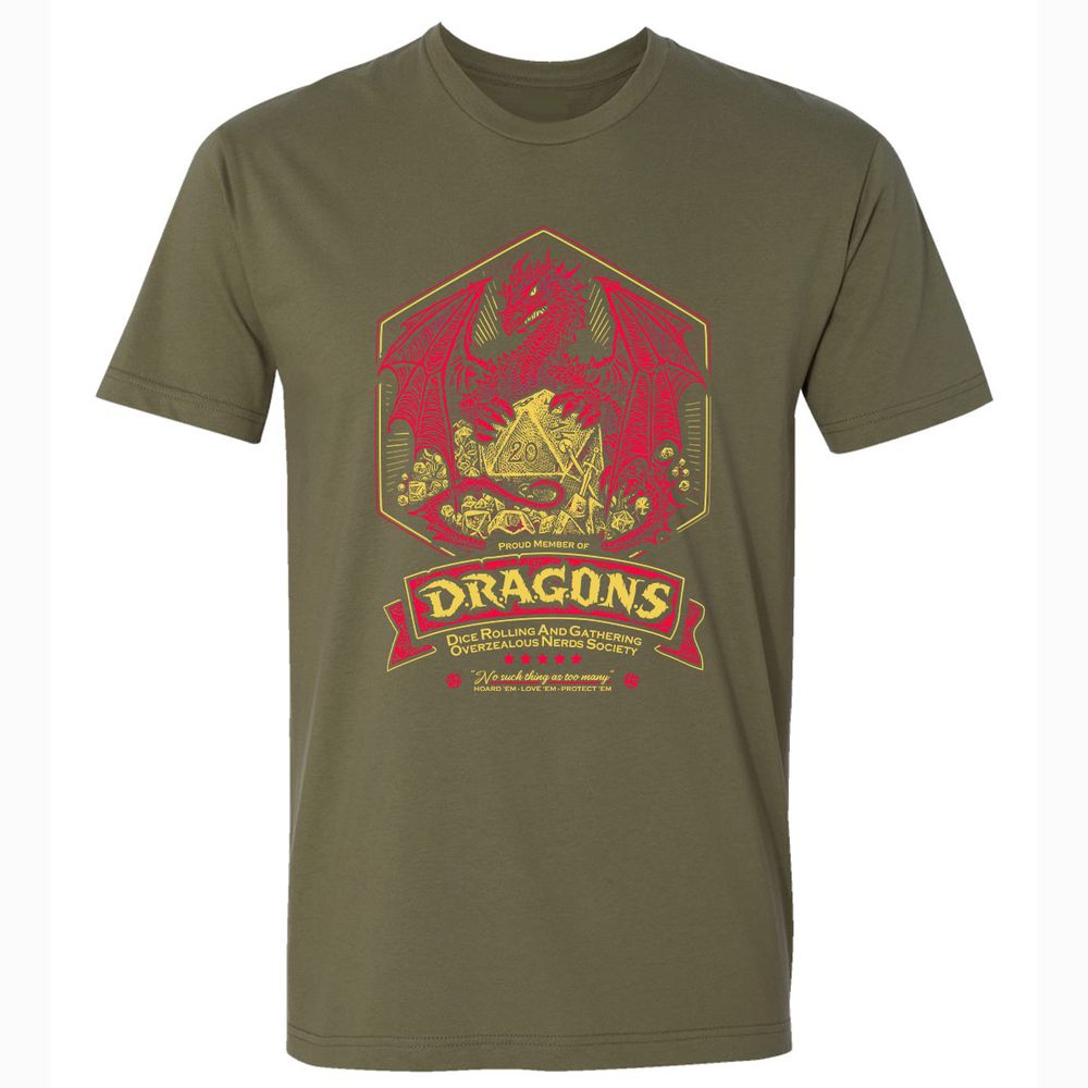 Fantasy Dragon With Dice - Military Green - 5