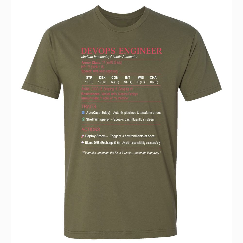 DevOps Engineer Stats Premium Unisex T-Shirt - Military Green - 5