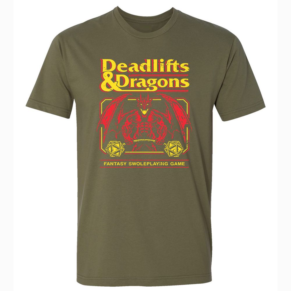 Deadlifts And Dragons Premium Unisex T-Shirt - Military Green - 5
