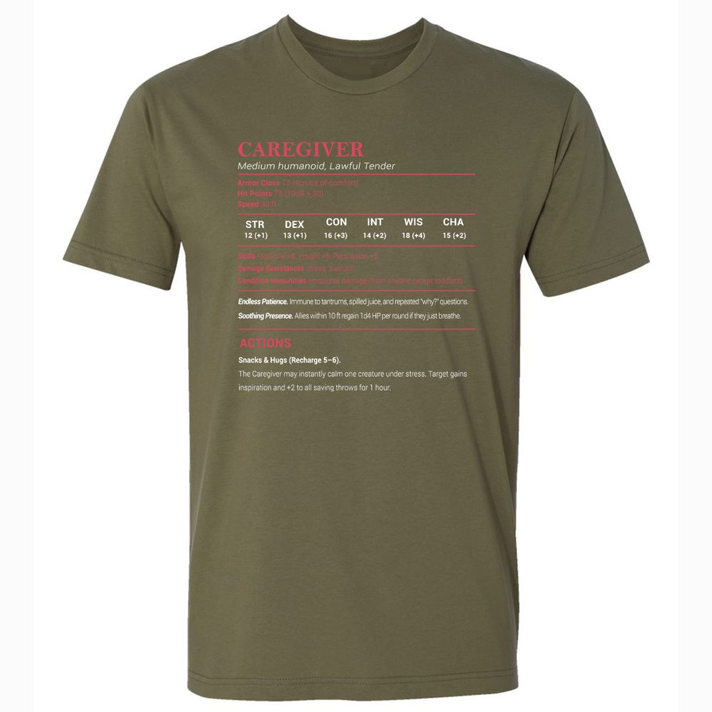 Caregiver Stats Premium Unisex T-Shirt - Military Green - 5
