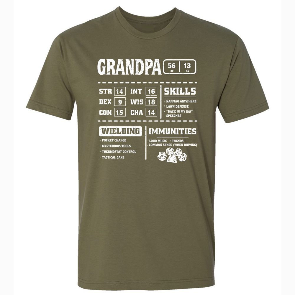 Grandpa Stats 2 Premium Unisex T-Shirt - Military Green - 5