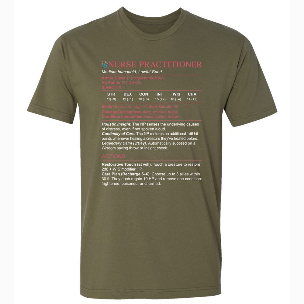 Nurse Practitioner Stats Premium Unisex T-Shirt - Military Green - 5