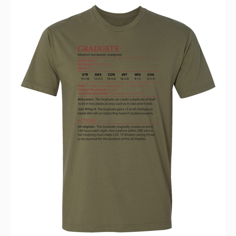 Graduate Stats Premium Unisex T-Shirt - Military Green - 5