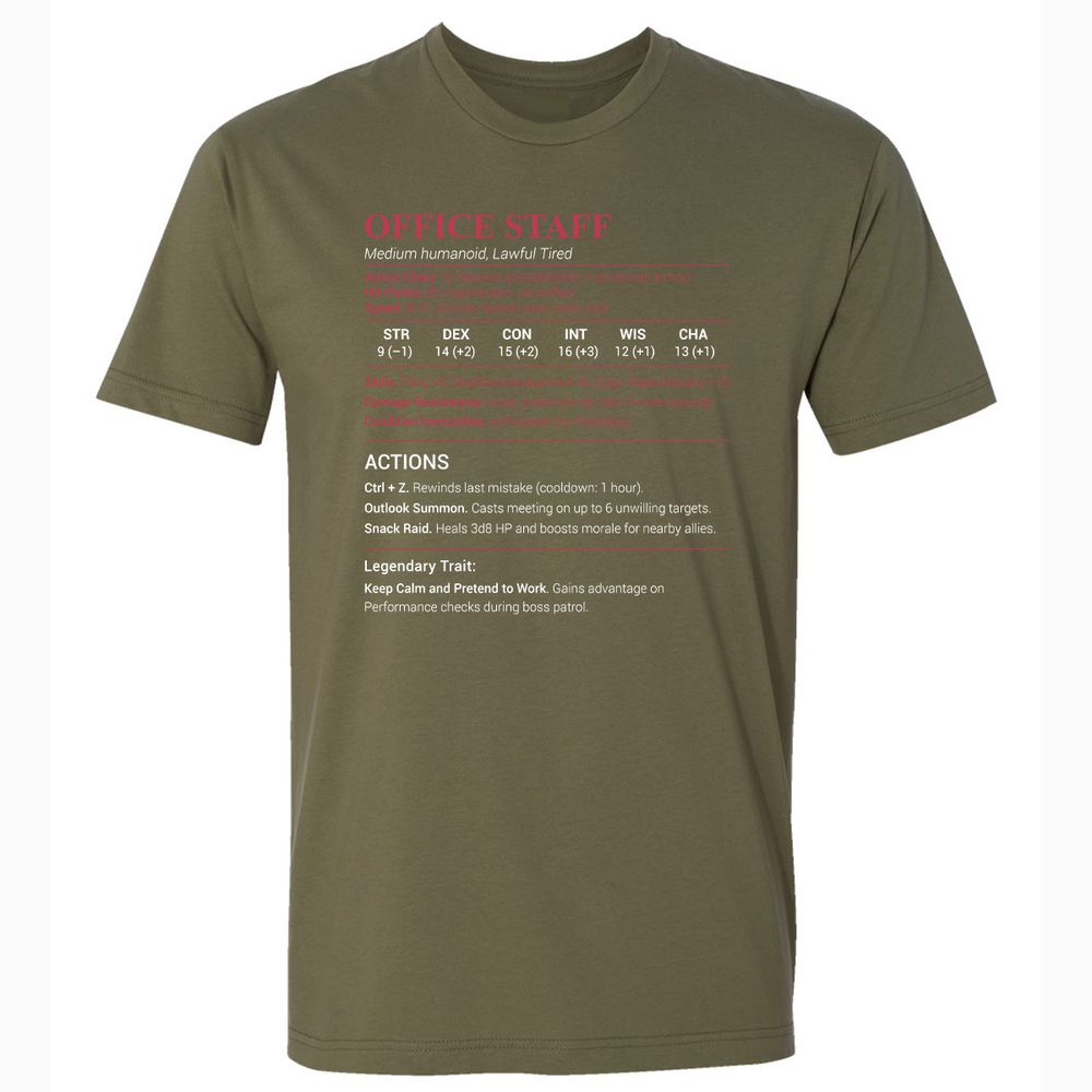 Office Staff Premium Unisex T-Shirt - Military Green - 5
