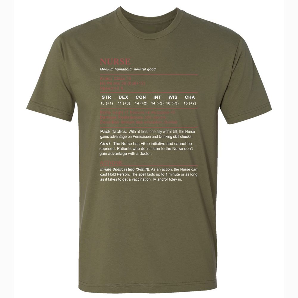 Nurse Stats 2 Premium Unisex T-Shirt - Military Green - 5