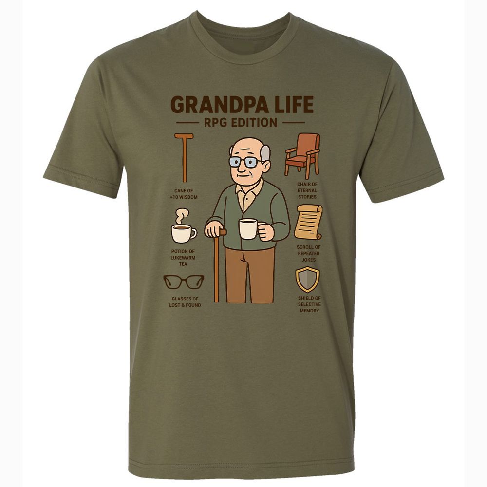 Grandpa Life RPG Edition Premium Unisex T-Shirt - Military Green - 5