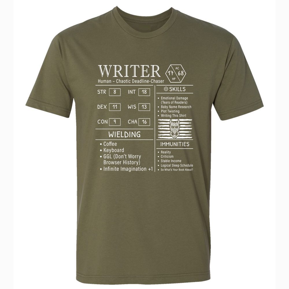 Writer Stats New Premium Unisex T-Shirt - Military Green - 5