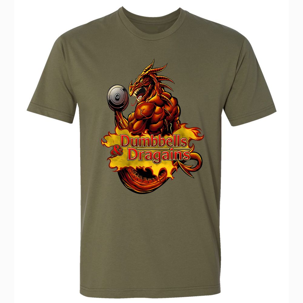 Dumbbells & Dragains Premium Unisex T-Shirt - Military Green - 5
