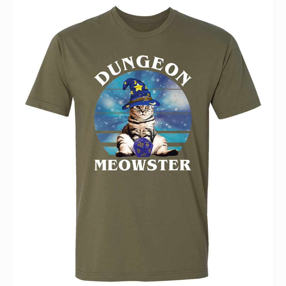 Dungeon Meowster Vintage Premium Unisex T-Shirt - Military Green - 5