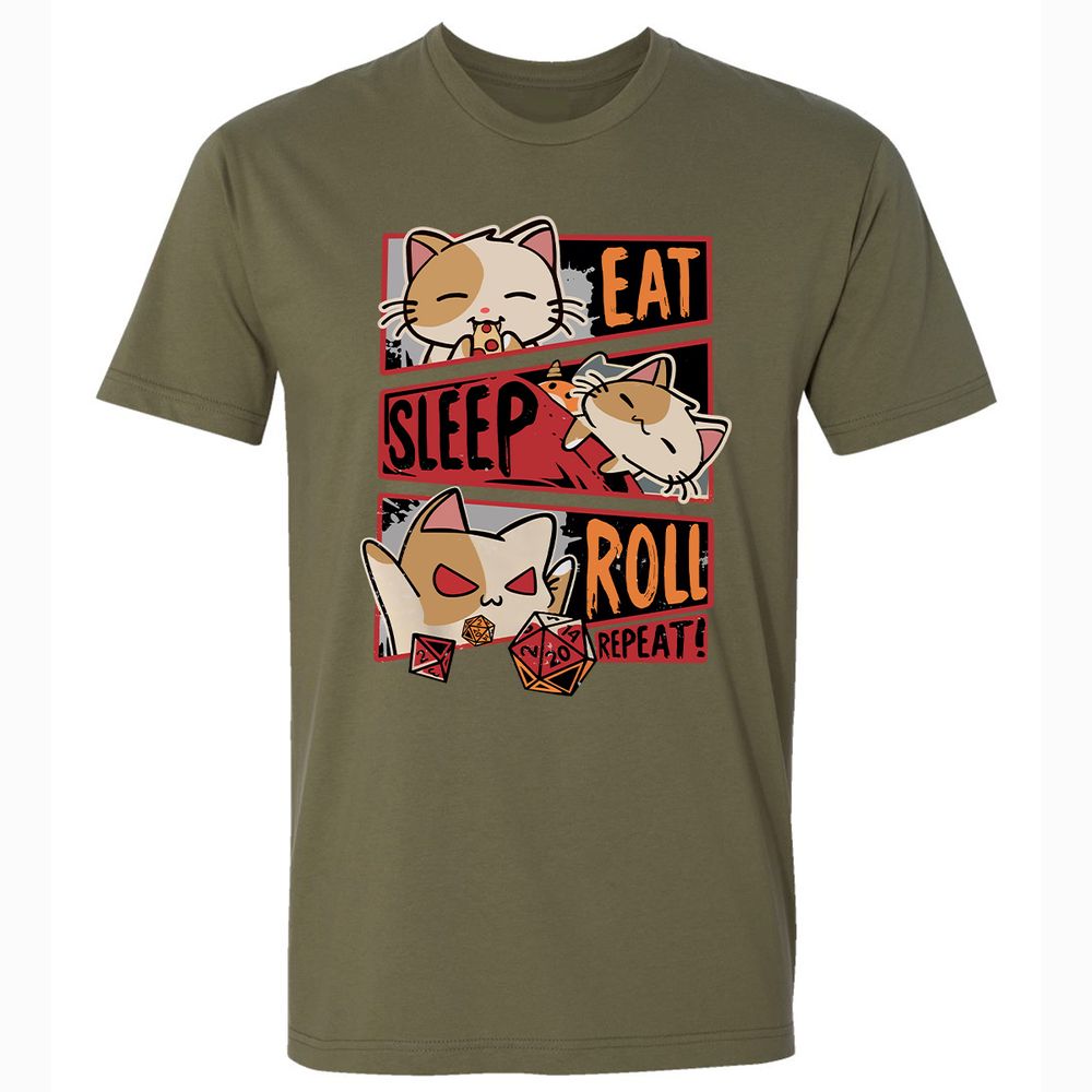 Eat Sleep Roll Repeat Premium Unisex T-Shirt - Military Green - 5