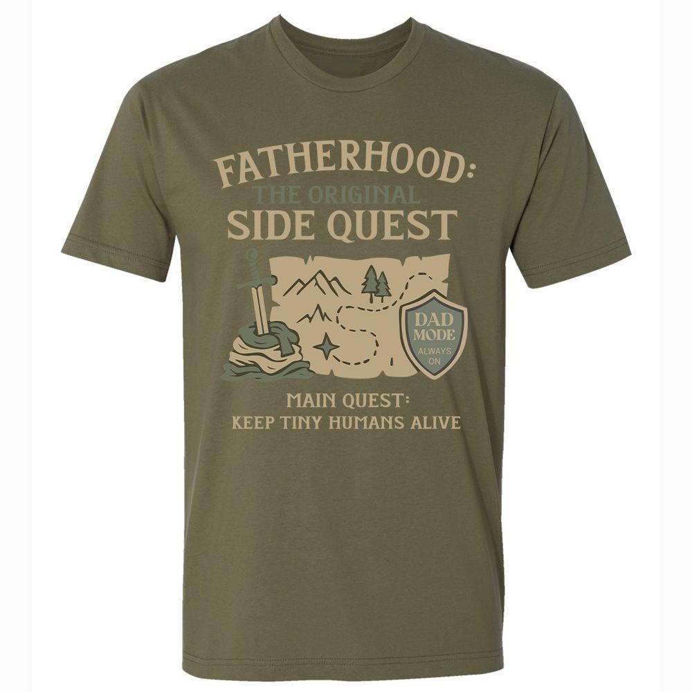 Fatherhood The Original Side Quest Premium Unisex T-Shirt - Military Green - 5