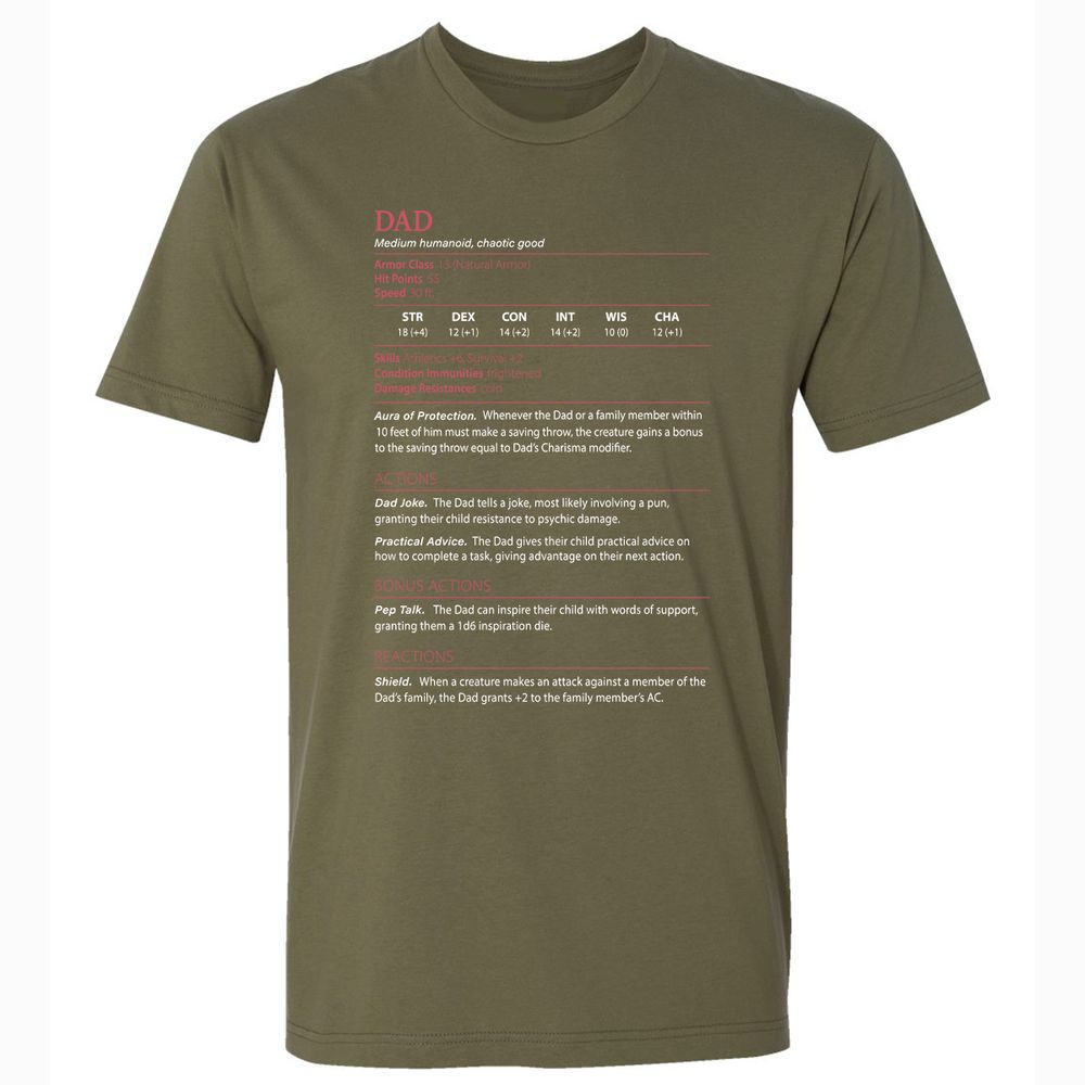 Dad Stats Premium Unisex T-Shirt - Military Green - 5