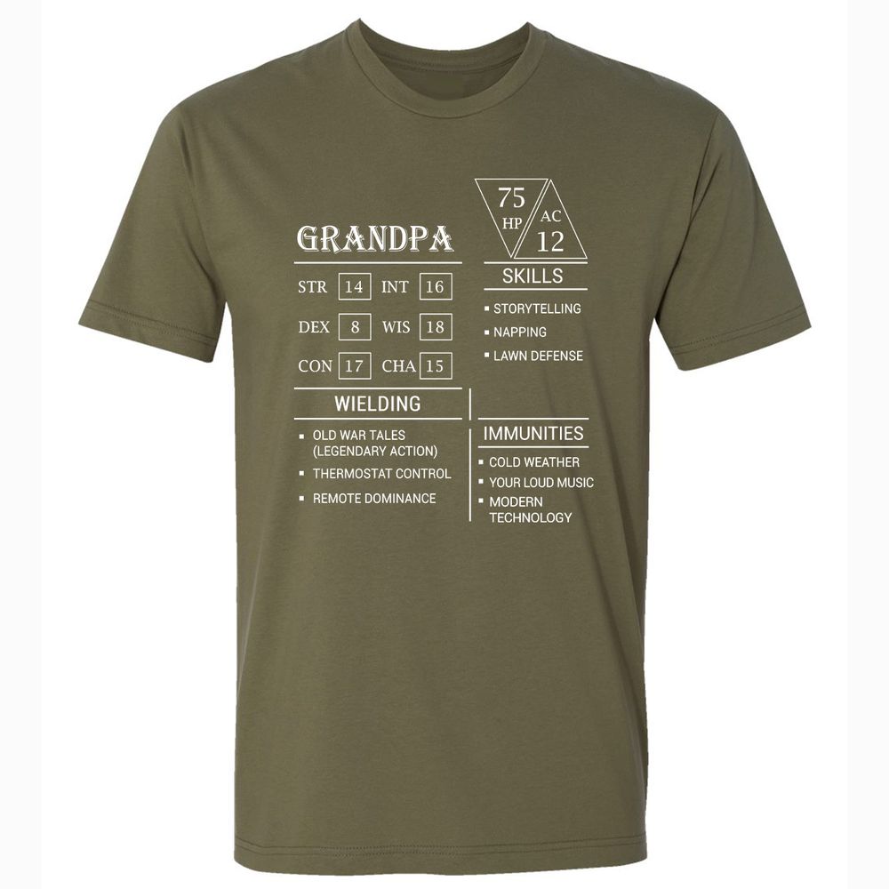 Grandpa Stats Premium Unisex T-Shirt - Military Green - 5