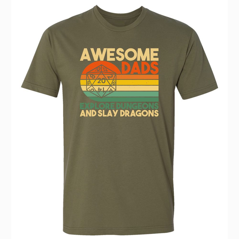 Awesome Dads Explore Dungeons Premium Unisex T-Shirt - Military Green - 5