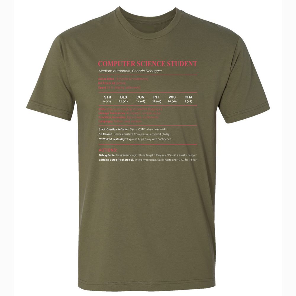 Computer Science Student Premium Unisex T-Shirt - Military Green - 5