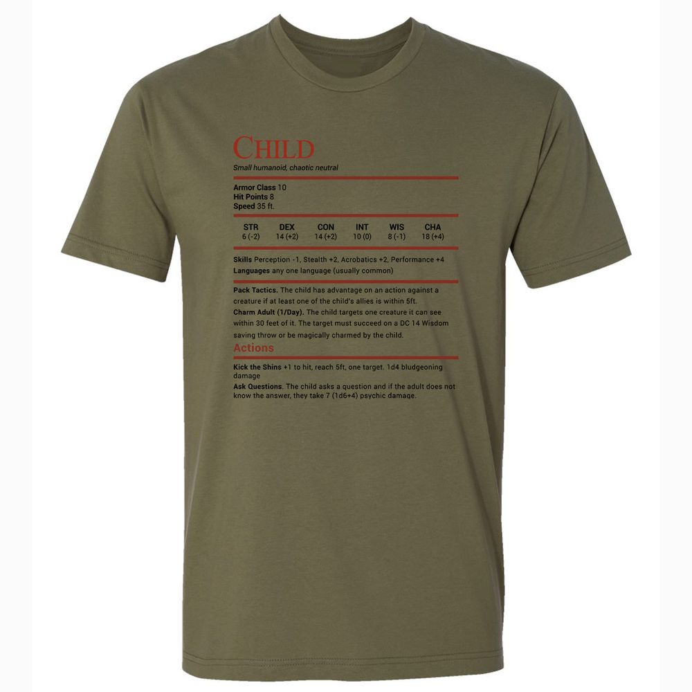Child Stats Premium Unisex T-Shirt - Military Green - 5