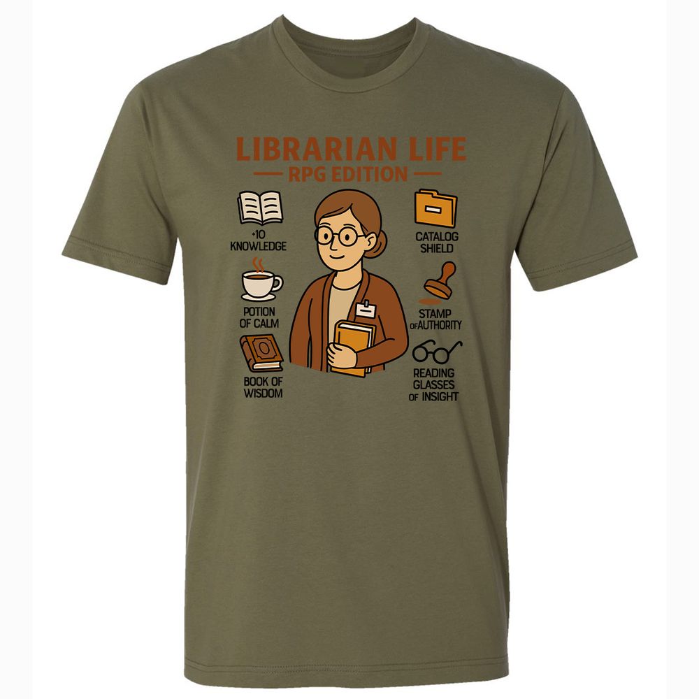 Librarian Life RPG Edition Premium Unisex T-Shirt - Military Green - 5