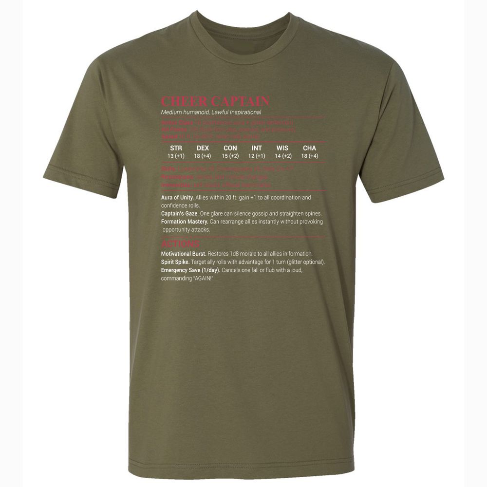 Cheer Captain Premium Unisex T-Shirt - Military Green - 5