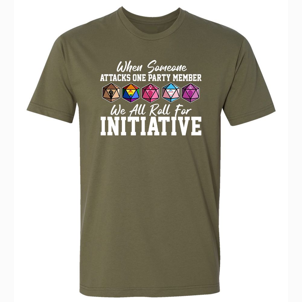 LGBT Roll For Initiative Premium Unisex T-Shirt - Military Green - 5