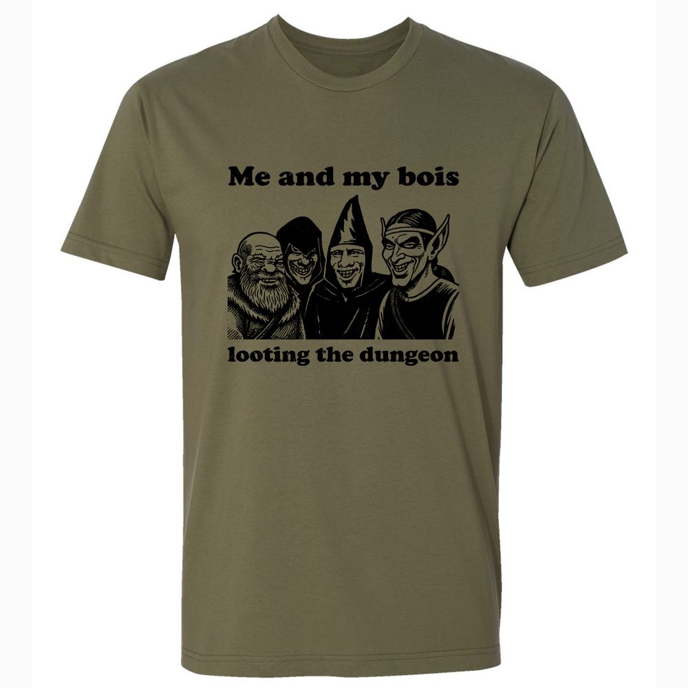 Me and my bois looting the dungeon Premium Unisex T-Shirt - Military Green - 5