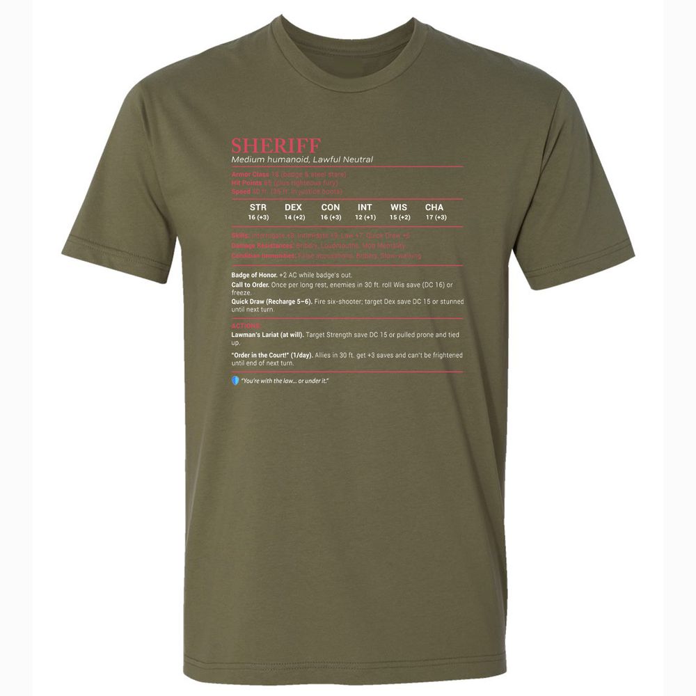 Sheriff Stats Premium Unisex T-Shirt - Military Green - 5