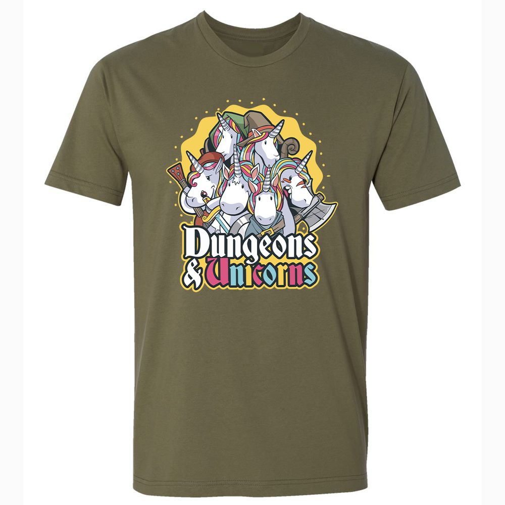 Dungeons And Unicorns Premium Unisex T-Shirt - Military Green - 5