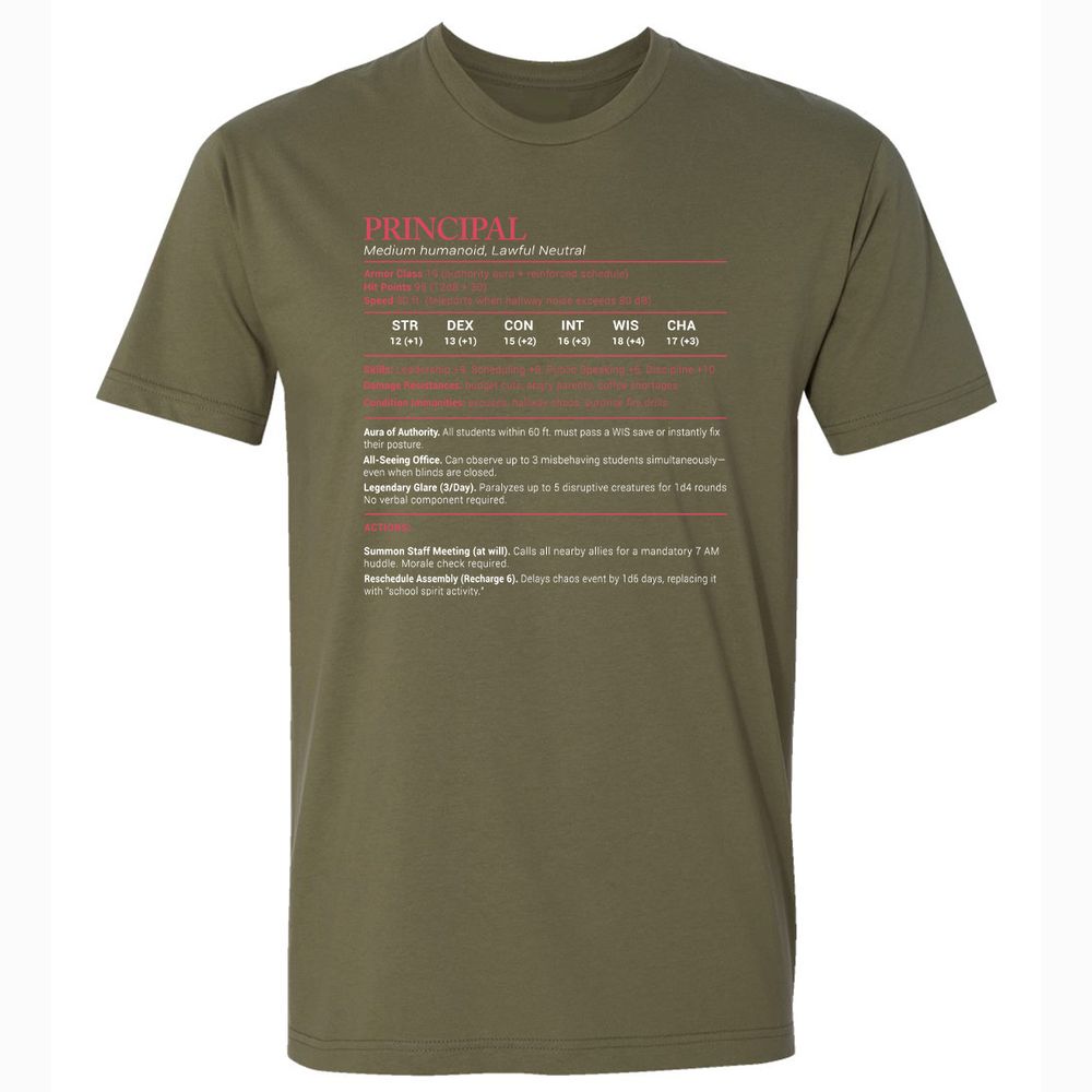 Principal Stats Premium Unisex T-Shirt - Military Green - 5