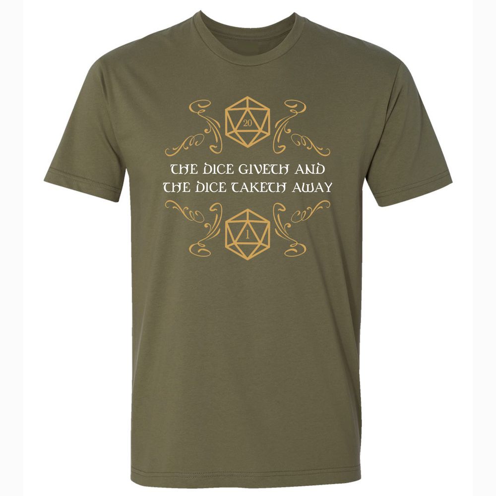 The Dice Giveth and Taketh Away Natural 20 and Critical Fail Premium Unisex T-Shirt - Military Green - 5