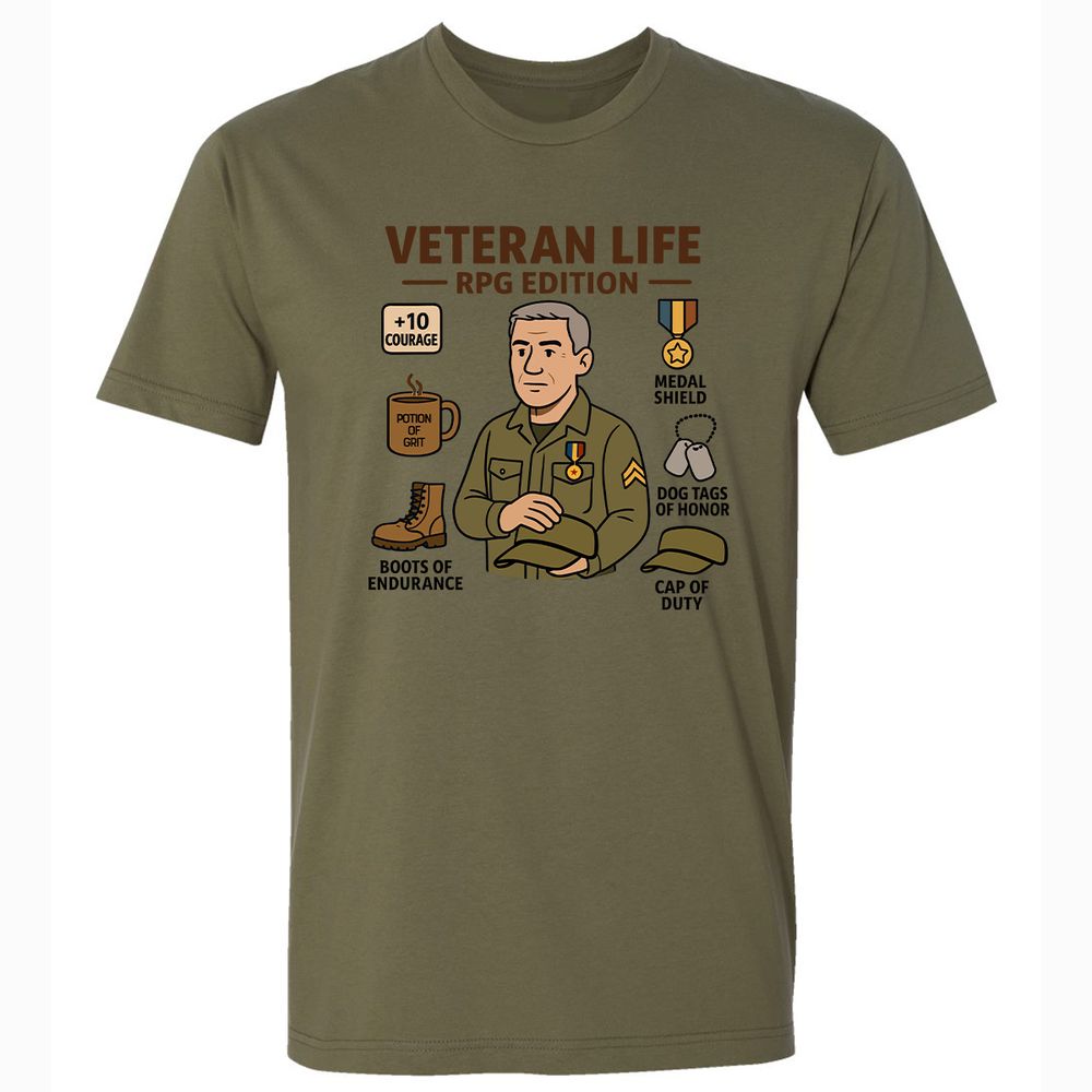 Veteran Life RPG Edition Premium Unisex T-Shirt - Military Green - 5