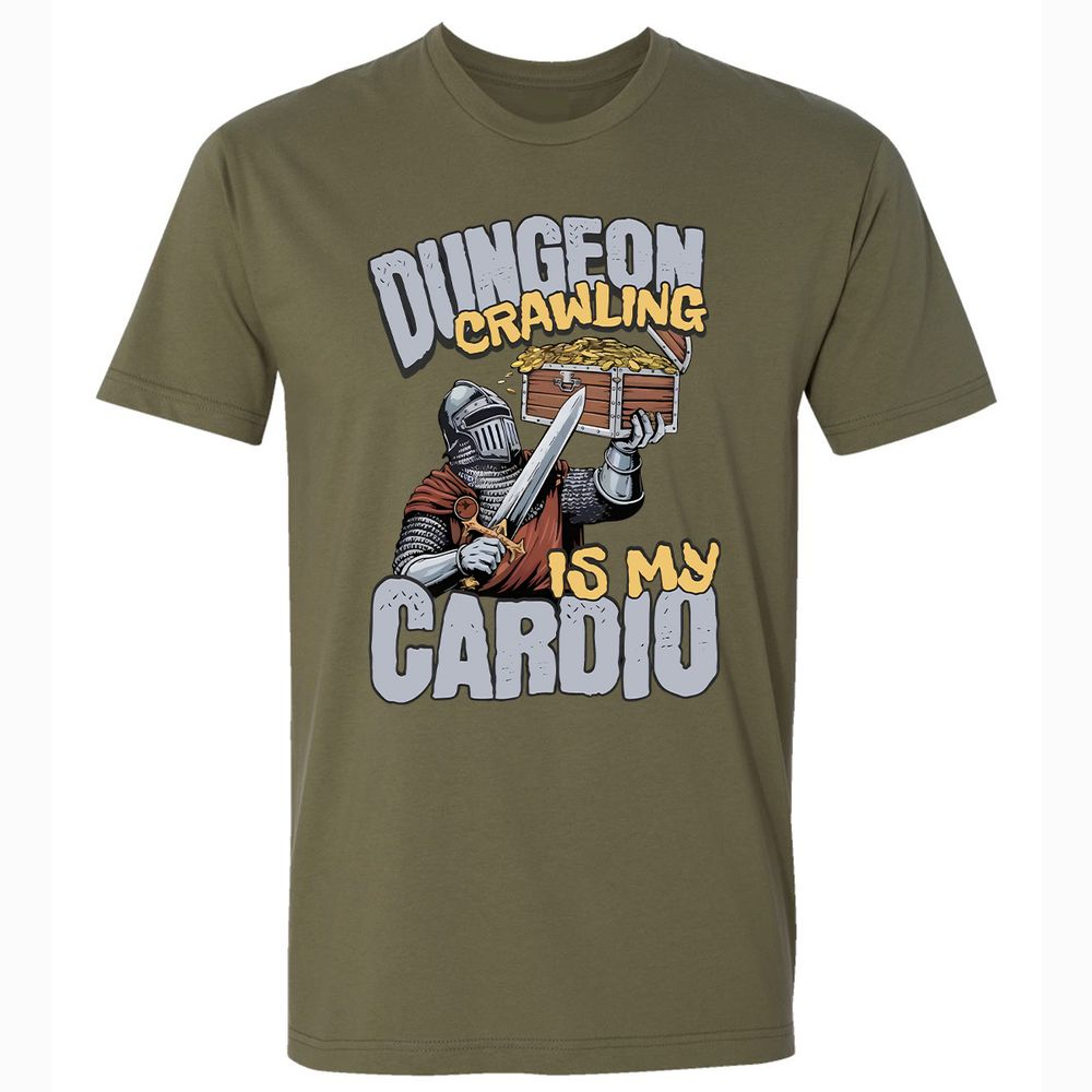 Dungeon Crawling Is My Cardio Premium Unisex T-Shirt - Military Green - 5