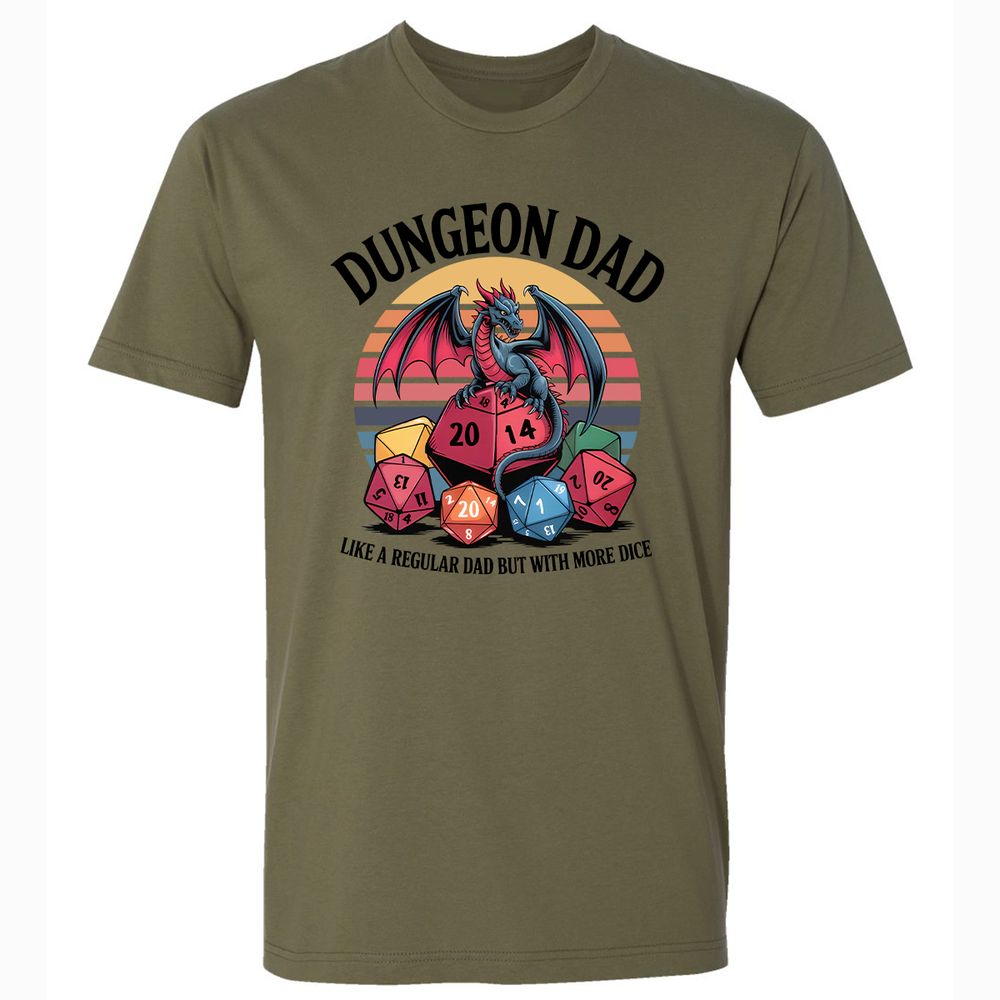 Dungeon Dad With More Dice Premium Unisex T-Shirt - Military Green - 5