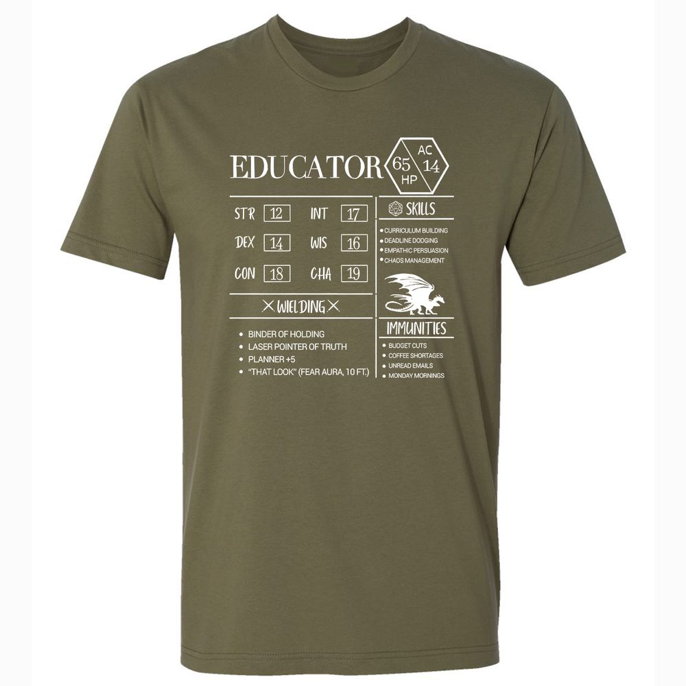 Educator New Premium Unisex T-Shirt - Military Green - 5