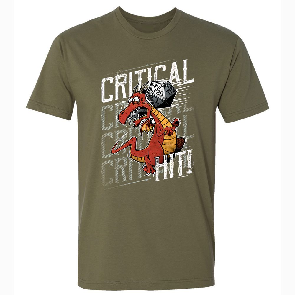Funny Dragon Critical Hit Premium Unisex T-Shirt - Military Green - 5