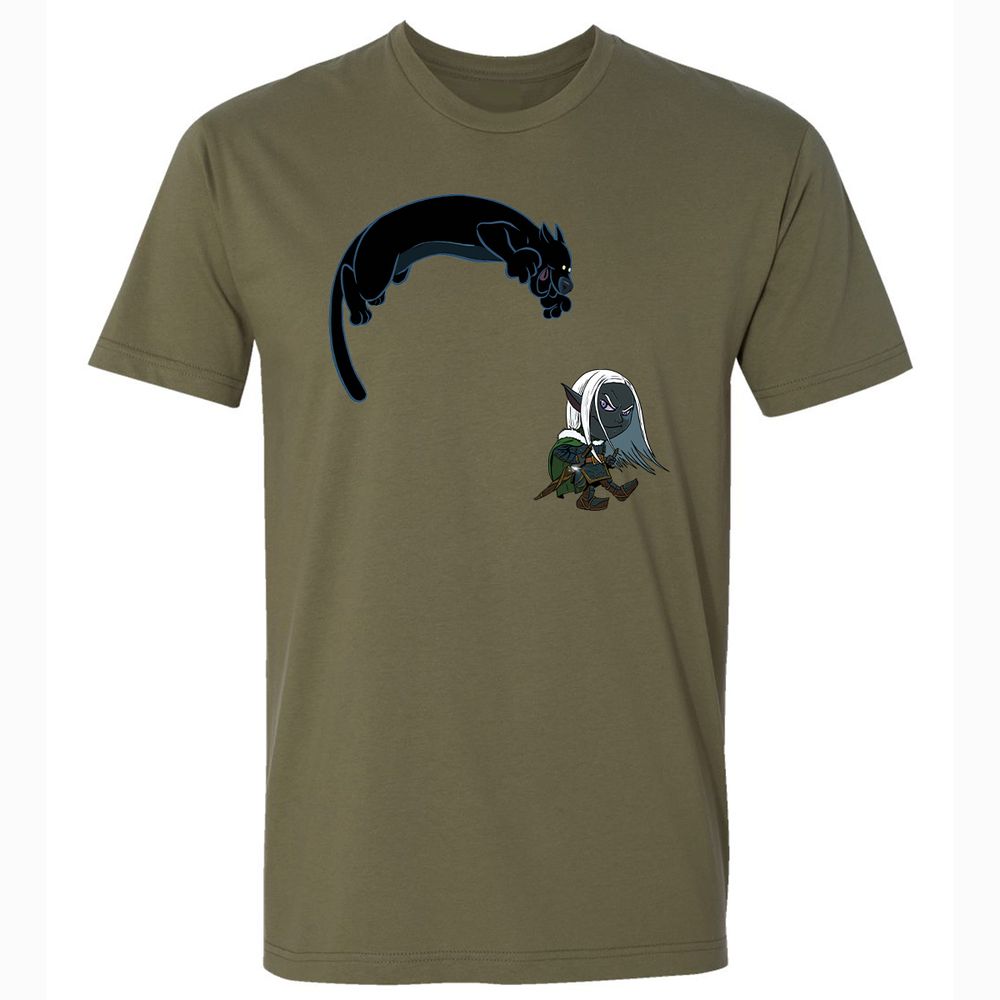 Drizzt And Guenhwyvar Premium Unisex T-Shirt - Military Green - 5