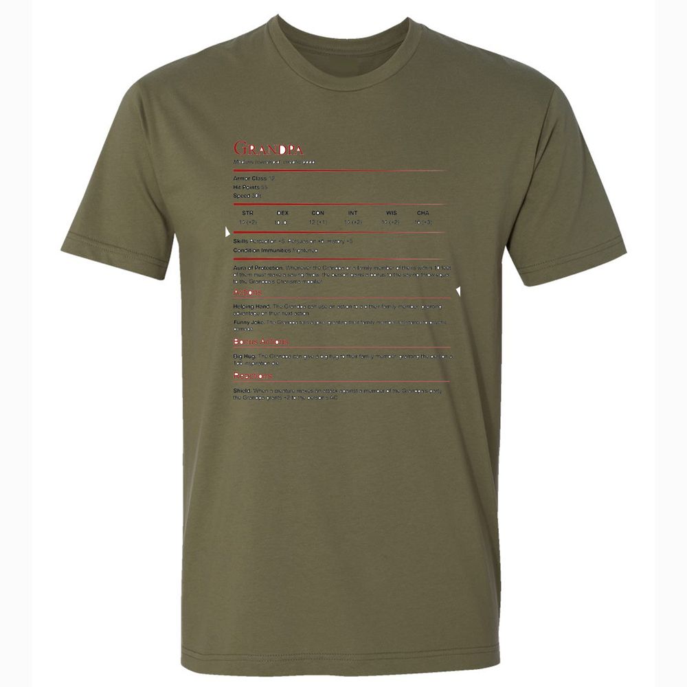 Grandpa Stat Block Premium Unisex T-Shirt - Military Green - 5