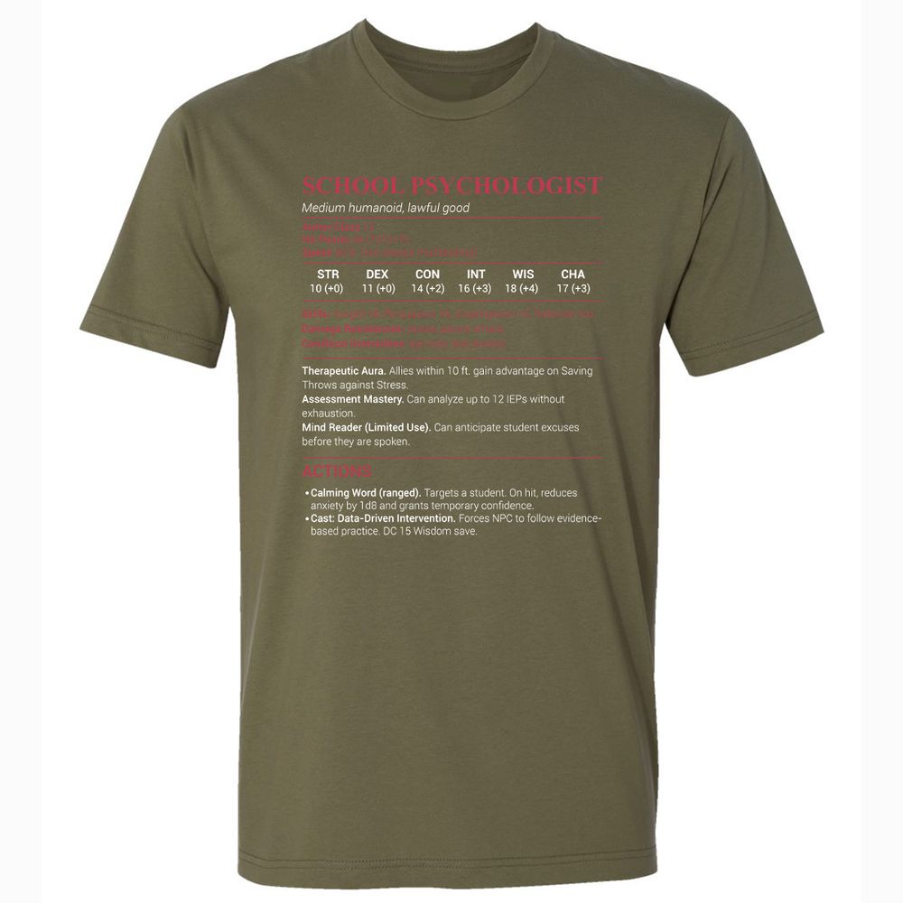 School Psychologist Premium Unisex T-Shirt - Military Green - 5