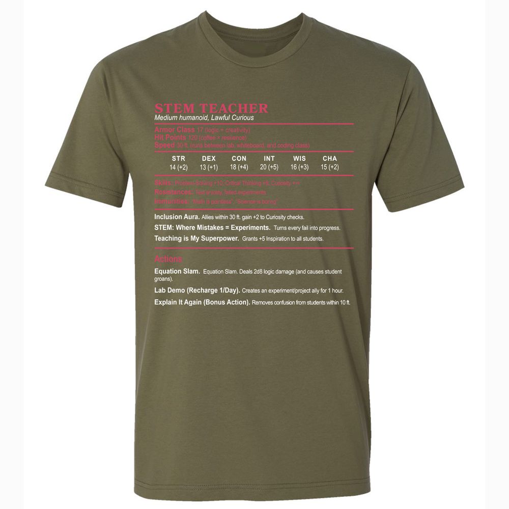 STEM TEACHER Premium Unisex T-Shirt - Military Green - 5