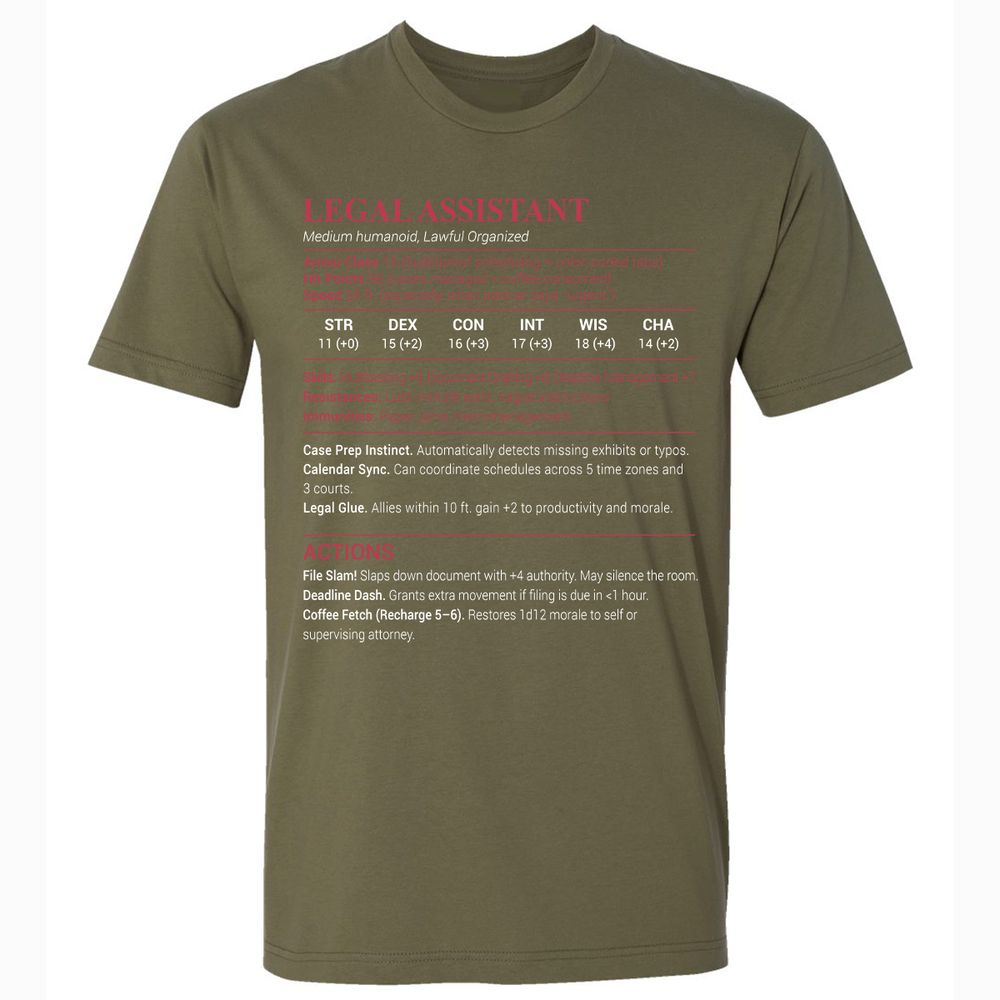 Legal Assistant Premium Unisex T-Shirt - Military Green - 5