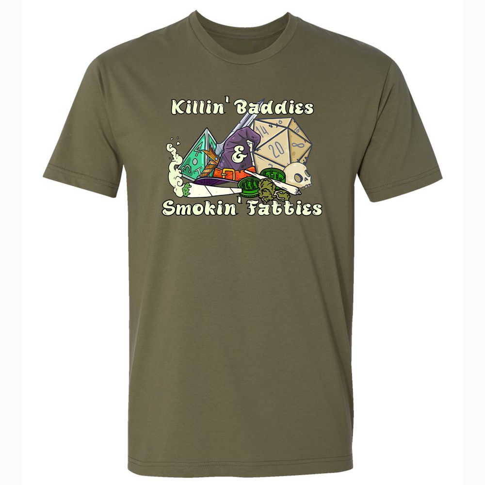 Killin' Baddies Smokin' Fatties Premium Unisex T-Shirt - Military Green - 5