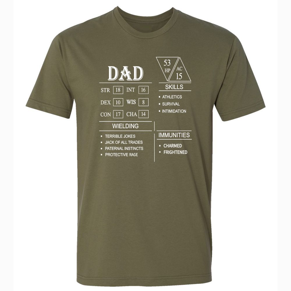 Dad Stat Block Premium Unisex T-Shirt - Military Green - 5
