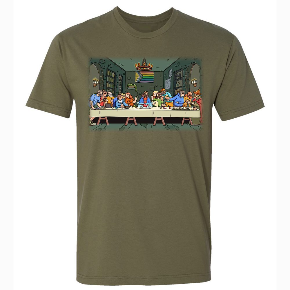 DnD Characters Pride Themed The Last Supper Shirt Premium Unisex T-Shirt - Military Green - 5